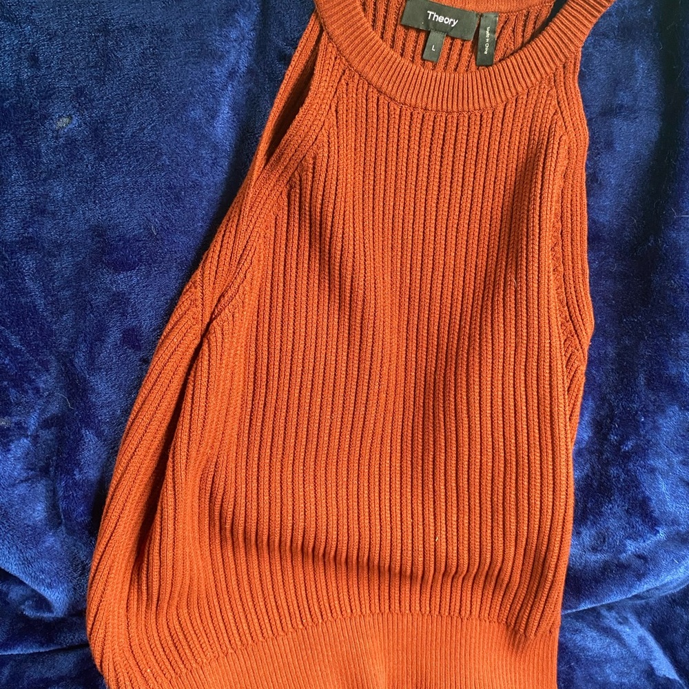 Theory Women's Rust Ribbed Sweater